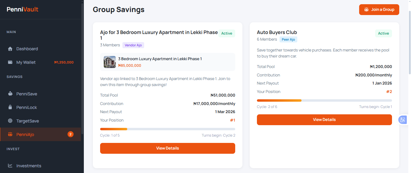 PenniAjo - Group Savings